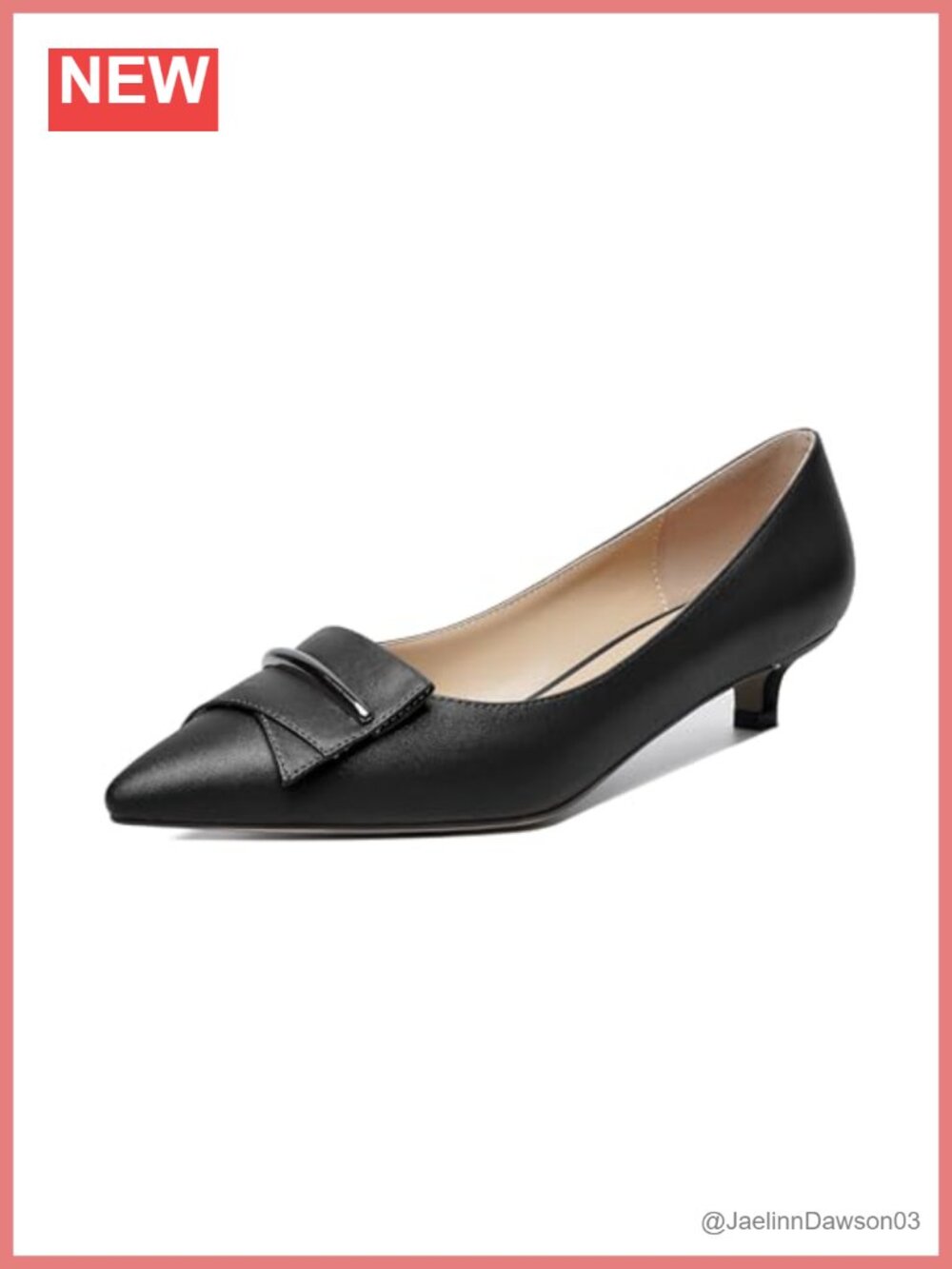 Kitten Heels for Women Pointy Toe Slip On Low Heel Pumps 1.5 Inch Dress Shoes